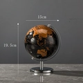 Modern Nordic decorative globe with black ocean and bronze continents on silver metal stand - 14cm Black And Gold English Ball With White Luo Stand