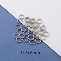 Macro shot of 0.7x7mm stainless steel split rings for DIY jewelry and keychain making - 0.6*7mm Steel Color