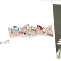 Sparkling gold hair clip with colorful rhinestones and bow design on white background - Double Butterfly Multi-color (Random)