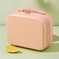 Mini beauty case rigido da 14 pollici color pesca con maniglia e doppia cerniera - Rosa
