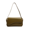 Borsa sottobraccio vintage verde oliva in pelle liscia con chiusura asimmetrica - Verde Matcha