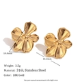 Detailed view of 18K gold plated stainless steel five-petal flower stud earrings - Small / Gold