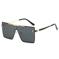Occhiali da sole quadrati alla moda in metallo nero e oro per la guida all'aperto - Montatura Oro Nero Grigio