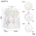 12-pack white 6cm Christmas balls with glitter, hollow-out design and glossy finish - White Hollow Glossy and Glitter Combination / 6cm 12Pcs/Box