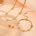 Parure bijoux marguerite dorée avec collier chaîne serpent, bracelet et boucles d'oreilles - Ensemble bijoux lame marguerite dorée (A817-M504-B110)