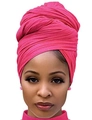 Women's rose red jersey turban wrap with elegant twisted knot and soft fabric texture - One Size / Rose Red