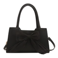Borsa a mano nera minimalista con grande fiocco decorativo e manici tondi - Nero