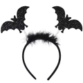 Halloween bat headband with black feathers and spring-mounted bat wings for party costume - 4# Feather Bat