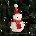 Plush Christmas snowman pendant in red and white knit hat, size 12cm by 7cm - Plush Snowman A