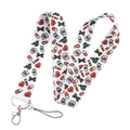 Detail of medical theme lanyard with polyester strap showing doctor and health icons - Medical Symbols-White