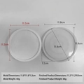 Round silicone coaster mold set with measurement specs for resin DIY craft storage tray - Round J-143