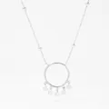 Zilveren dromenvanger ketting met vijf ronde zirkonia steentjes aan een kralenketting - Zilver (PD1685)