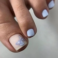 Nude and white matte press-on toenails featuring purple butterfly nail art designs - Light Beige Base Purple Butterfly Pattern Style (XD-93-39)