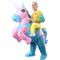 Inflatable unicorn costume for adults, colorful ride-on suit for Halloween party outfits - Riding A Rainbow Star Unicorn / One Size