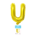 Golden 16-inch letter U foil balloon with metallic finish for birthday party decoration - Letter U (With Backing Card) / 16" / Gold