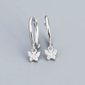 Eleganti orecchini a cerchio in argento S925 con pendenti a farfalla e diamanti incastonati - Argento (Zirconia Bianca)