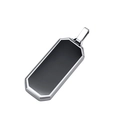 Men's silver stainless steel necklace with black geometric oil drop pendant - Pendant Only