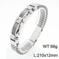 Men's silver steel cable texture bracelet with central cubic zirconia and folding clasp - 23CM / Steel Color Cable Style (KB170414-KFC)