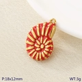 Ciondolo a conchiglia dorata con smalto rosso a spirale per gioielli estivi - Stile Nautilus Rosso (KLJ10484-ZLA)