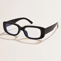 Retro rectangular sunglasses with a thick black frame and transparent blue-light lenses - C26 Black Frame Anti-Blue Light