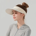 Beigefarbener Sonnenhut mit breiter Krempe aus Eisseide für Sport mit UV-Schutz - Große Größe / Champagner Beige