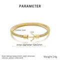 Detail view of gold woven mesh stainless steel bracelet with anchor clasp specifications - Anchor Style (Model A) / Steel