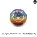 Chakra rainbow striped stone donut pendant 30mm for meditation and jewelry making - 30mm Donut 6mm Hole