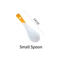 Détail d'une cuillère à dessert de 14 cm avec corps blanc et manche orange - Cuillère à soupe 14cm / Manche jaune doré