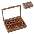 Walnut finish watch box with 11 compartments and glass window, 32cm x 21.5cm x 8.1cm - 8+1 Walnut Collector Box