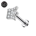 G23 titanium labret stud with a marquise zircon cluster for lip and ear piercings - Crown / 1.2*6mm / Silver