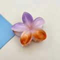 Tropical plumeria hair claw clip with purple and amber gradient in pearlescent finish - Frangipani Hair Clip / 8x7x4cm / Purple and Tangerine Gradient