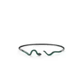 S925 sterling silver snake cuff bracelet in black metal with green and pink crystals - Green Zirconia Black Gold Style (RHB967) / Black
