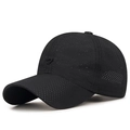 Schwarze, schnelltrocknende Sport-Baseballkappe aus atmungsaktivem Mesh-Gewebe mit Stickerei - Schwarz