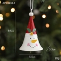Campanella di Natale in ferro dipinta a Babbo Natale 9,5 cm con decoro foglie agrifoglio - Pupazzo di Neve Piccolo / 9.5x5.5cm