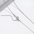 Adjustable S925 sterling silver box chain necklace with needle slider in silver finish - Box Pin Adjustable Chain 45cm / White Gold
