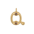 18K gold plated letter Q pendant with sparkling brown zircons for DIY jewelry making - Letter Q