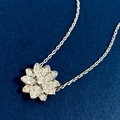 Elegant 18K gold-plated lotus flower pendant necklace with sparkling diamonds - Necklace Silver