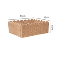 Rectangular paper rope woven storage basket with scalloped edge in light brown, 44x35x17cm - Paper Rope Scalloped XL