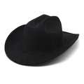 Classic black faux suede western cowboy hat with wide brim and vintage pinched crown design - Black / M (56-58cm)
