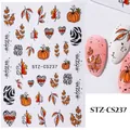 Pink French glitter nail stickers featuring pumpkin and maple leaf patterns STZ-CS237 - STZ-CS237 Pumpkin Leopard Heart