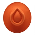Top view of bright orange wool felt fedora showing drop-shaped crown and reinforced brim - M (56-58cm) / Orange
