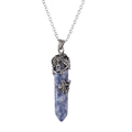 Collana con pendente a pilastro in cristallo blu con decoro floreale in argento - Solo Ciondolo / Sodalite