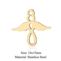 Golden cupid angel wing charm in stainless steel measuring 14x15mm for DIY jewelry - Gold Cross Wing-14x15mm