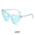 Fashion heart shaped sunglasses in light blue transparent frame with glitter finish - Glitter Blue Frame Blue Lens