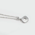 Silver square honeycomb texture letter pendant necklace with a modern minimalist design - Letter O / Silver