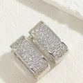 Silver square stud earrings with micro-pave clear cubic zirconia and 14K gold plating - Platinum Plated White Zircon