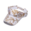 Detail of floral print on white sun visor hat with adjustable strap for women - 56-60cm Adjustable / White Gold Foliage (B)