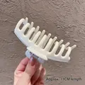 Creamy white 11cm resin hair claw clip with silver spring for back of head styling - White Bone Style Hair Claw