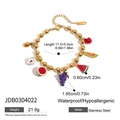 Golden stainless steel fruit charm bracelet with watermelon and pineapple pendants - Assorted Fruit Charm Bracelet (JDB0304022)
