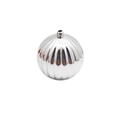 Glossy silver pumpkin-shaped Christmas ornament with vertical texture and hanging loop - 3cm Without Cap/String / Bright Silver